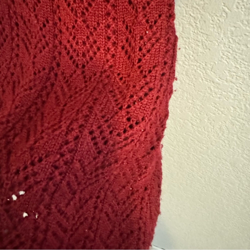 Adrianna Papell Knit 100% Merino Wool Lined Sweater Dress in Deep Red. S… - Picture 3 of 15